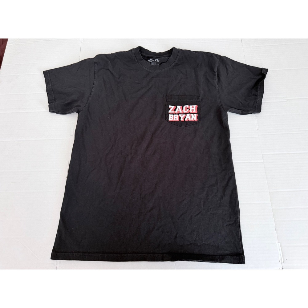 Zach Bryan American Heartbreak Tour T-Shirt Mens Medium Black Pocket Graphic Tee